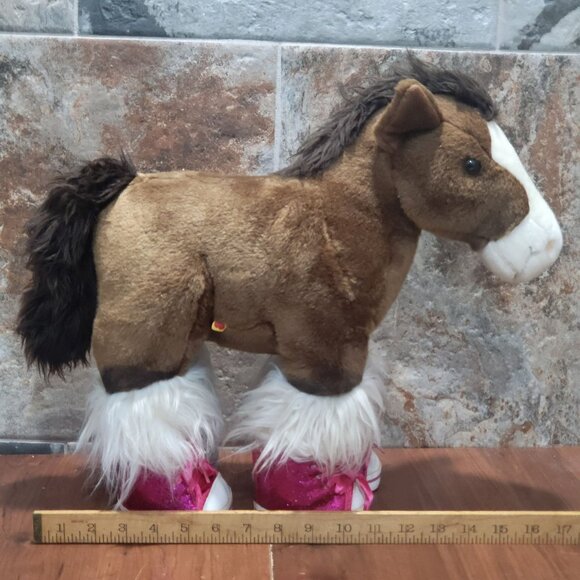 Build A Bear Brown Horse Pony Plush Pink Glittery Shoes Stuffed Animal - Picture 9 of 13
